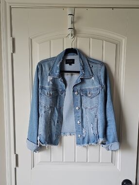 Risen Light Blue Distressed Denim Jacket